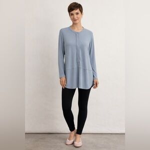 LAUREN Ralph Lauren Women's Light Blue Tunic Blouse Sz L